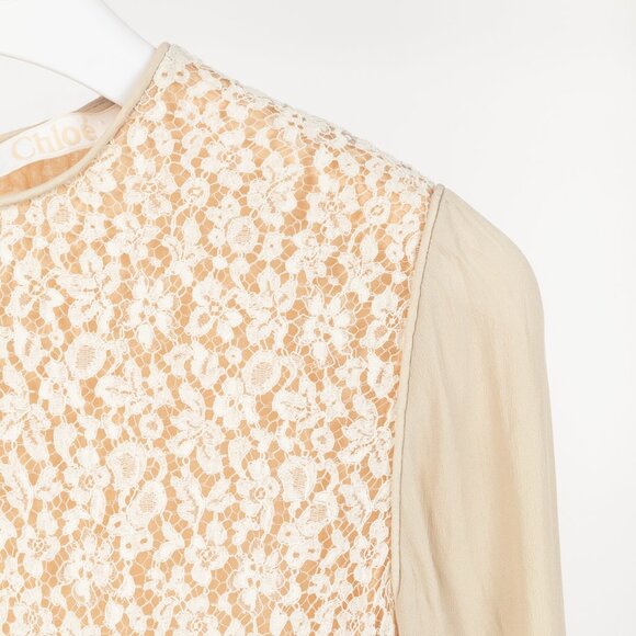 Chloe AW/12 Runway Chalk Silk Lace Blouse - Picture 5 of 8